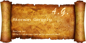 Akerman Gergely névjegykártya